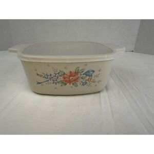 Vtg Corning Ware English Meadow 1.5L Casserole Dish A-1 1/2-B Lid Granny Cottage